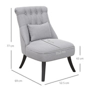 Set of 2 Upholstered Tub Chairs With Cushion and Wooden Legs Ideal for Living Room Grey