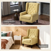Retro Wingback Accent Chair With Button Tufting For Living Room Or Bedroom, Yellow