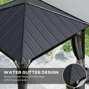 3m x 3m Hardtop Gazebo with Steel Roof and Curtains Waterproof Pavilion by Outsunny