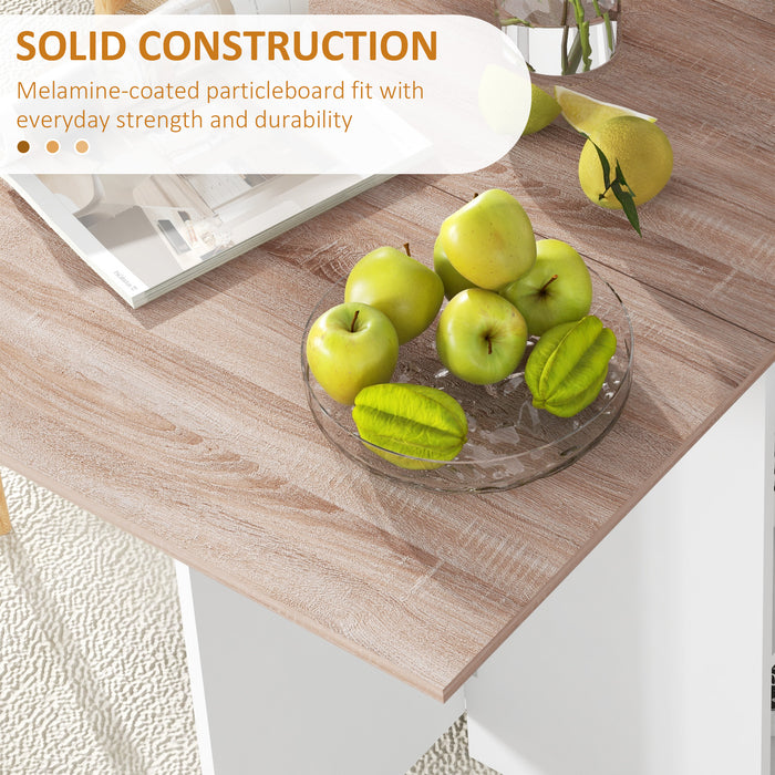 Folding Drop Leaf Dining Table with Drawer and Storage Shelves for Small Spaces Oak by HOMCOM