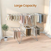 Foldable Two Tier Clothes Drying Rack with Adjustable Wings for Indoor Laundry by Songmics