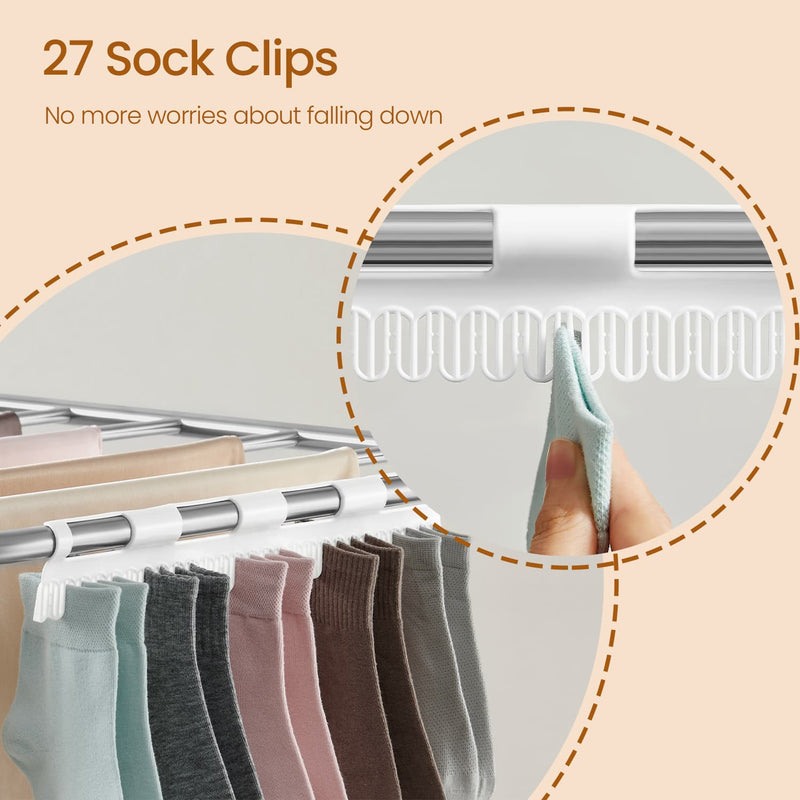 Foldable Two Tier Clothes Drying Rack with Adjustable Wings for Indoor Laundry by Songmics