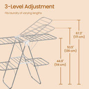 Foldable Two Tier Clothes Drying Rack with Adjustable Wings for Indoor Laundry by Songmics