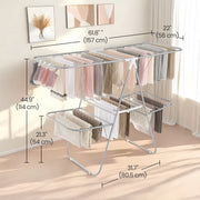 Foldable Two Tier Clothes Drying Rack with Adjustable Wings for Indoor Laundry by Songmics