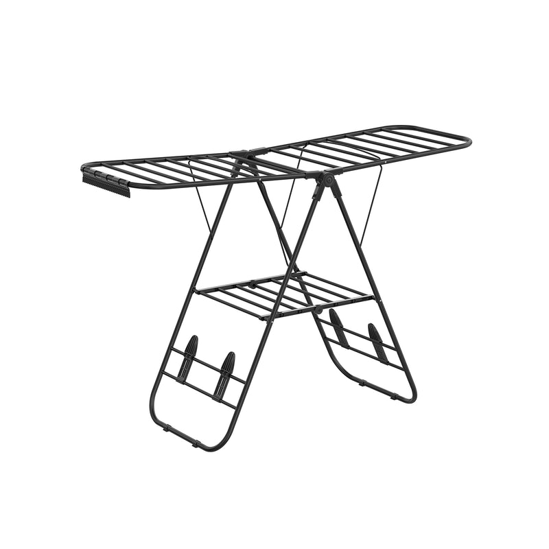 Black Foldable Clothes Airer with Drying Rack for Indoor and Outdoor Use by Songmics