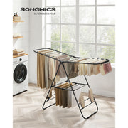 Black Foldable Clothes Airer with Drying Rack for Indoor and Outdoor Use by Songmics