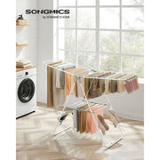 Foldable Clothes Airer with Multiple Drying Rails in White and Green by Songmics