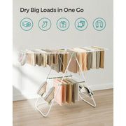 Foldable Clothes Airer with Multiple Drying Rails in White and Green by Songmics