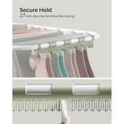 Foldable Clothes Airer with Multiple Drying Rails in White and Green by Songmics