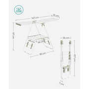 Foldable Clothes Airer with Multiple Drying Rails in White and Green by Songmics