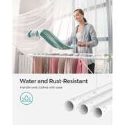 Foldable Clothes Airer with Multiple Drying Rails in White and Green by Songmics