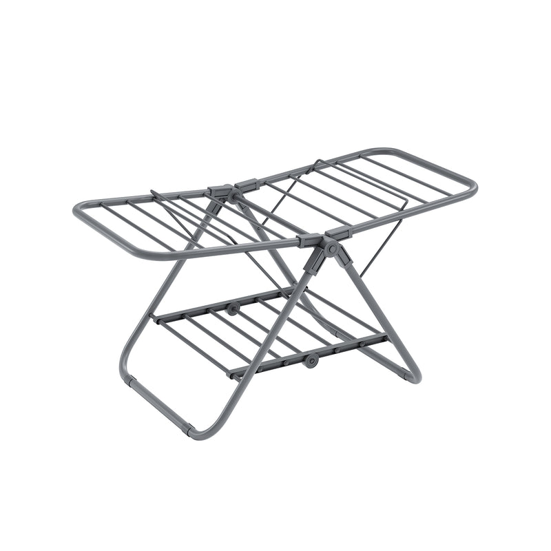 Small Foldable Two Tier Laundry Airer in Dove Grey Ideal for Drying Clothes by Songmics