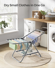 Small Foldable Two Tier Laundry Airer in Dove Grey Ideal for Drying Clothes by Songmics