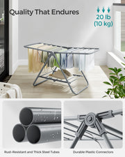Small Foldable Two Tier Laundry Airer in Dove Grey Ideal for Drying Clothes by Songmics