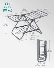 Small Foldable Two Tier Laundry Airer in Dove Grey Ideal for Drying Clothes by Songmics