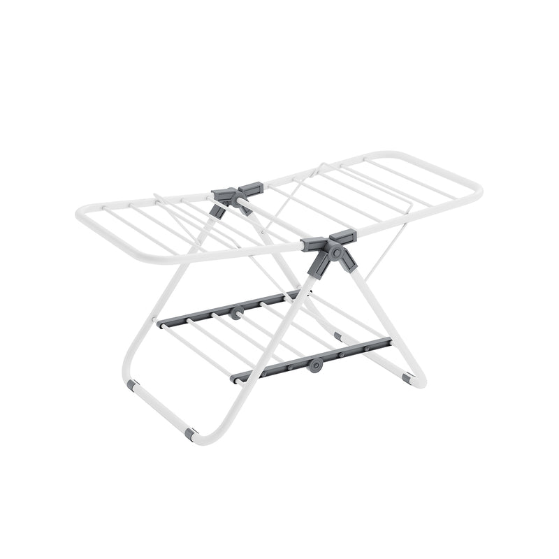 Small Foldable Two Tier Laundry Airer in Cloud White Space Saving Design by Songmics