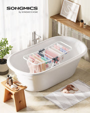 Small Foldable Two Tier Laundry Airer in Cloud White Space Saving Design by Songmics