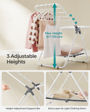 Small Foldable Two Tier Laundry Airer in Cloud White Space Saving Design by Songmics