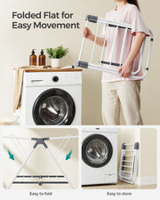 Small Foldable Two Tier Laundry Airer in Cloud White Space Saving Design by Songmics