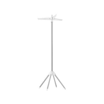 Silver Stainless Steel Foldable Rotary Clothes Drying Rack with 3 Arms for Indoors by Songmics