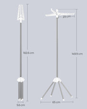 Silver Stainless Steel Foldable Rotary Clothes Drying Rack with 3 Arms for Indoors by Songmics