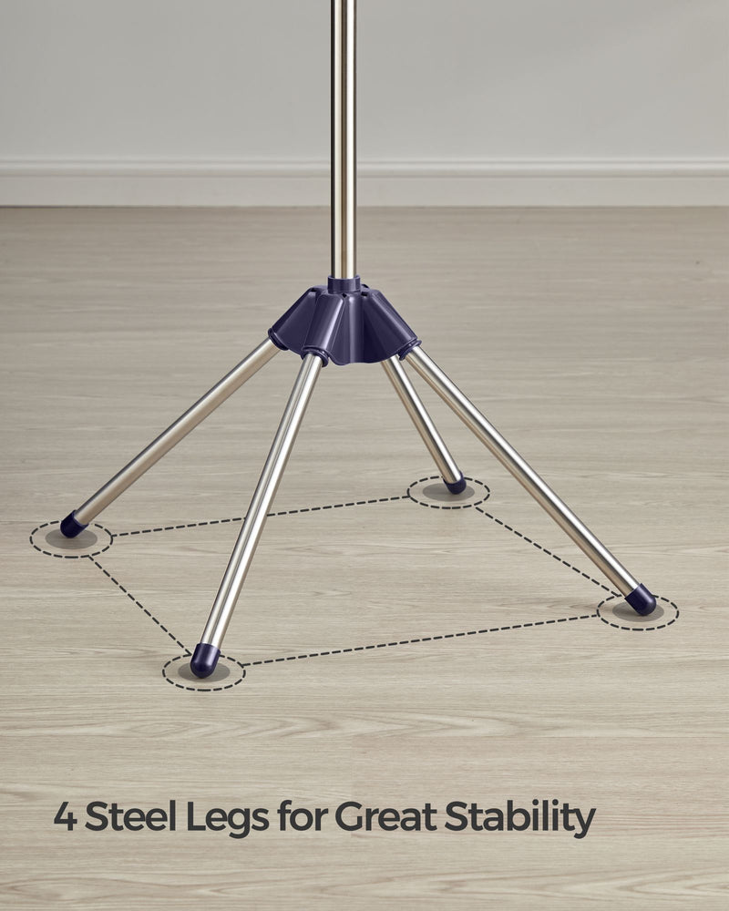 Folding Clothes Airer with 3 Rotating Arms Space Saving Design Blue and Silver by Songmics