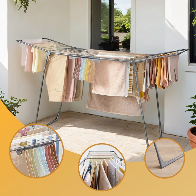 Foldable Clothes Drying Rack Space Saving Laundry Airer for Indoor and Outdoor Use by Songmics