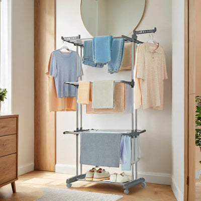 Tall Foldable Clothes Drying Rack Stainless Steel 68 Inch for Indoor Outdoor Use by Songmics