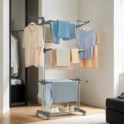 Tall Foldable Clothes Drying Rack Stainless Steel 68 Inch for Indoor Outdoor Use by Songmics