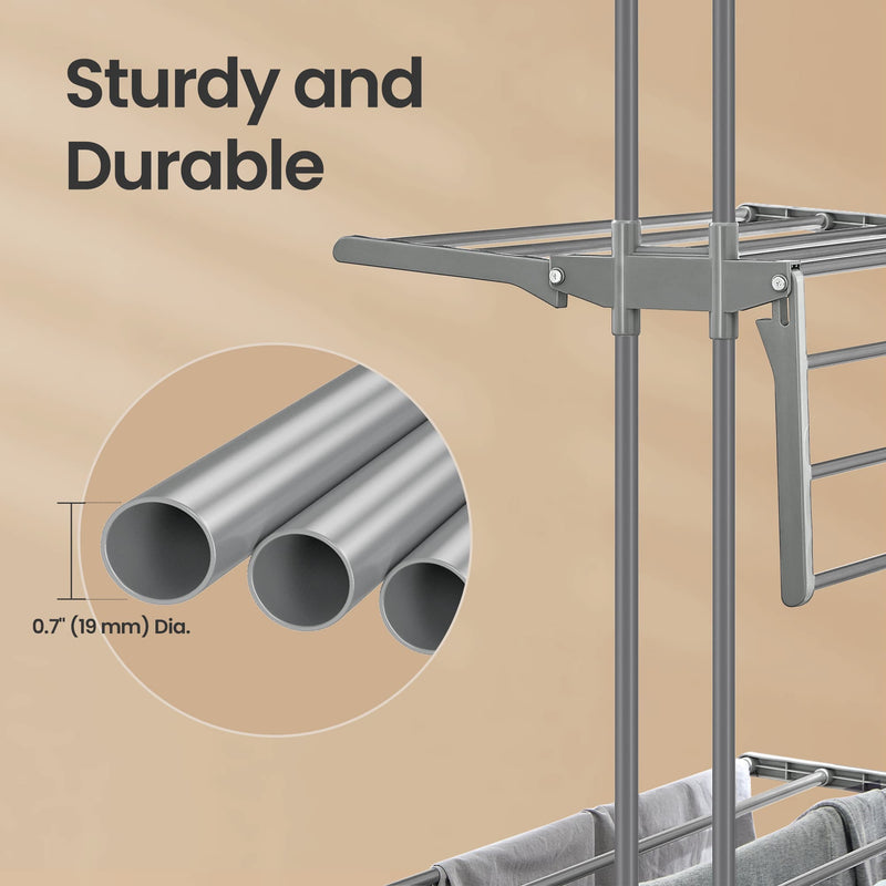 Tall Foldable Clothes Drying Rack Stainless Steel 68 Inch for Indoor Outdoor Use by Songmics