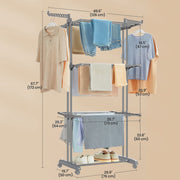 Tall Foldable Clothes Drying Rack Stainless Steel 68 Inch for Indoor Outdoor Use by Songmics