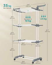 4 Tier Foldable Clothes Airer Drying Rack White Space Saving Indoor Laundry Stand by Songmics
