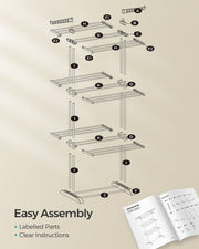 4 Tier Foldable Clothes Airer Drying Rack White Space Saving Indoor Laundry Stand by Songmics