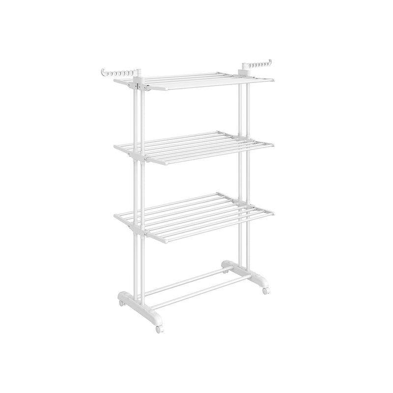 4 Tier Stainless Steel Clothes Drying Rack Foldable with Expandable Wings by Songmics