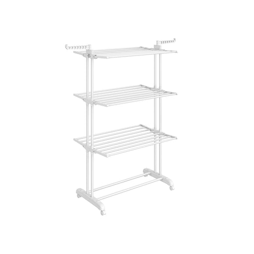 4 Tier Stainless Steel Clothes Drying Rack Foldable with Expandable Wings by Songmics