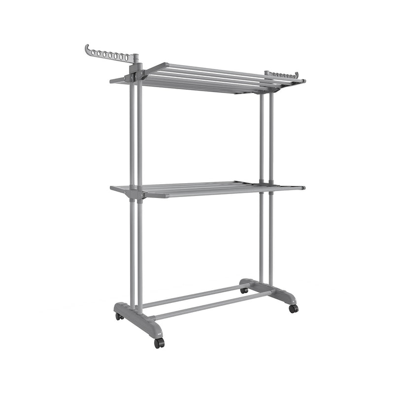 Large 3 Tier Folding Clothes Airer with Wheels in Dove Grey for Indoor Drying by Songmics