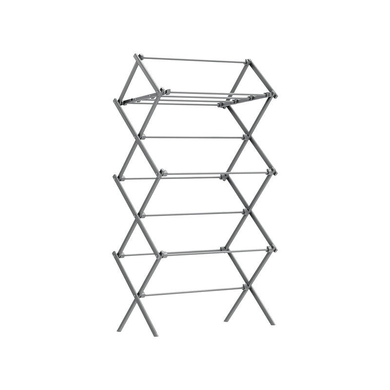 Foldable Clothes Airer in Dove Grey 3 Tier Indoor Laundry Drying Rack by Songmics