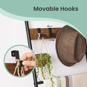 5 Tier Decorative Blanket Ladder Shelf with Metal Frame and Removable Hooks by Vasagle