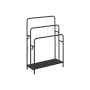 3 Bar Towel Rack with Hooks in Ink Black and Ebony for Bathroom Storage by Songmics