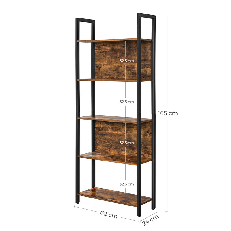 5 Tier Bookcase with Steel Frame for Stable Storage by Vasagle VASAGLE