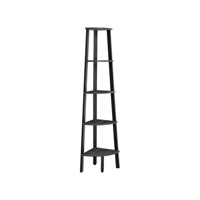 5 Tier Corner Shelf Unit in Charcoal Gray and Matte Black for Small Spaces by Vasagle