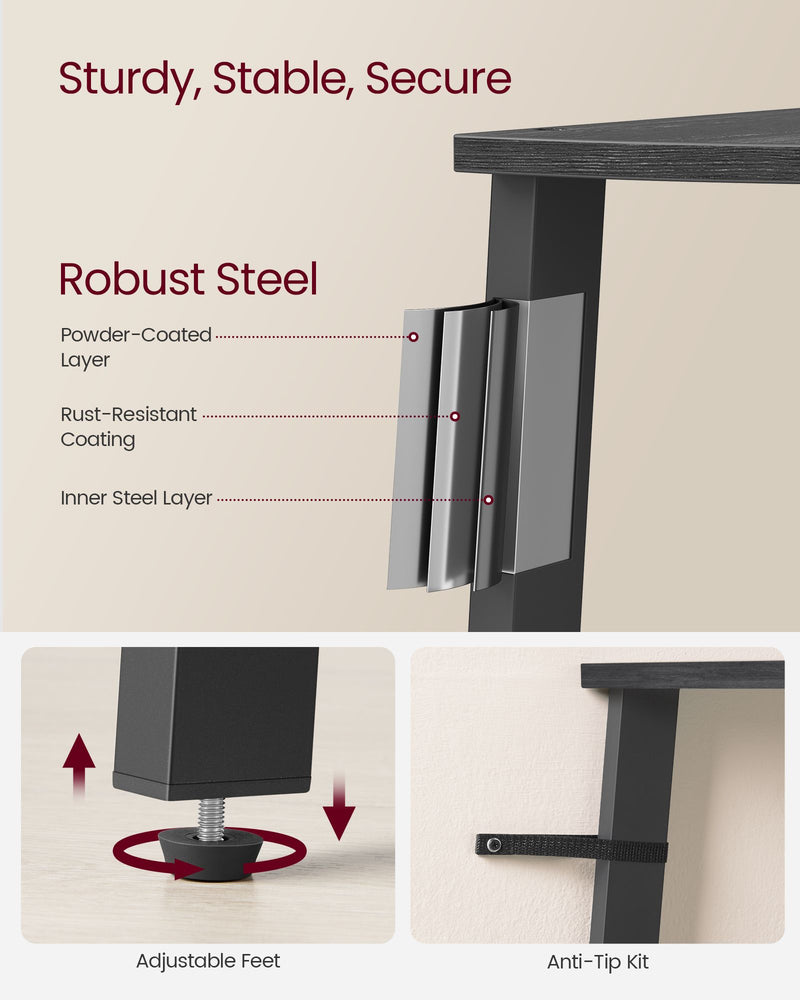 5 Tier Corner Shelf Unit in Charcoal Gray and Matte Black for Small Spaces by Vasagle