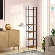 Tall 6 Tier Narrow Bookcase Slim Bookshelf for Small Spaces and Living Room by Vasagle