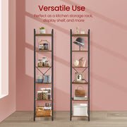 Tall 6 Tier Narrow Bookcase Slim Bookshelf for Small Spaces and Living Room by Vasagle