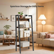 4 Tier Narrow Ladder Bookshelf for Home Office Small Spaces 137 cm High by Vasagle