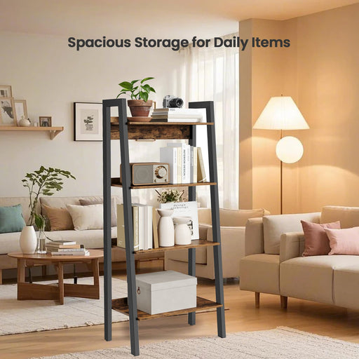 4 Tier Narrow Ladder Bookshelf for Home Office Small Spaces 137 cm High by Vasagle