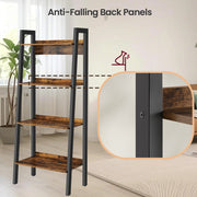 4 Tier Narrow Ladder Bookshelf for Home Office Small Spaces 137 cm High by Vasagle