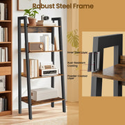 4 Tier Narrow Ladder Bookshelf for Home Office Small Spaces 137 cm High by Vasagle