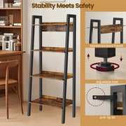 4 Tier Narrow Ladder Bookshelf for Home Office Small Spaces 137 cm High by Vasagle