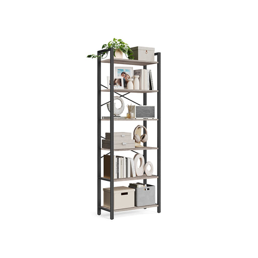 Industrial 6 Tier Bookshelf with Adjustable Shelves for Home Office and Living Room by Vasagle